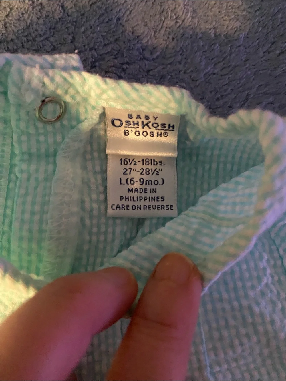 Vintage OshKosh B’gish Mint Seersucker Baby Tank & Shorts Set, size 6-9 months